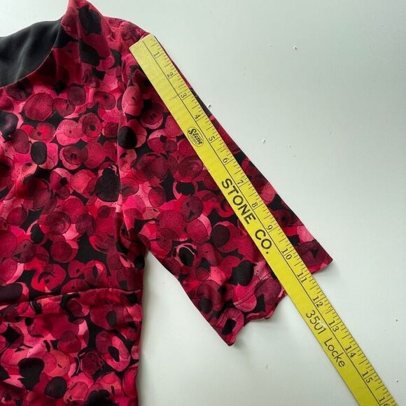 Connected Apparel Women's Floral Ruched Boat Neck Tulip Mini Dress Red 12P - Picture 5 of 9